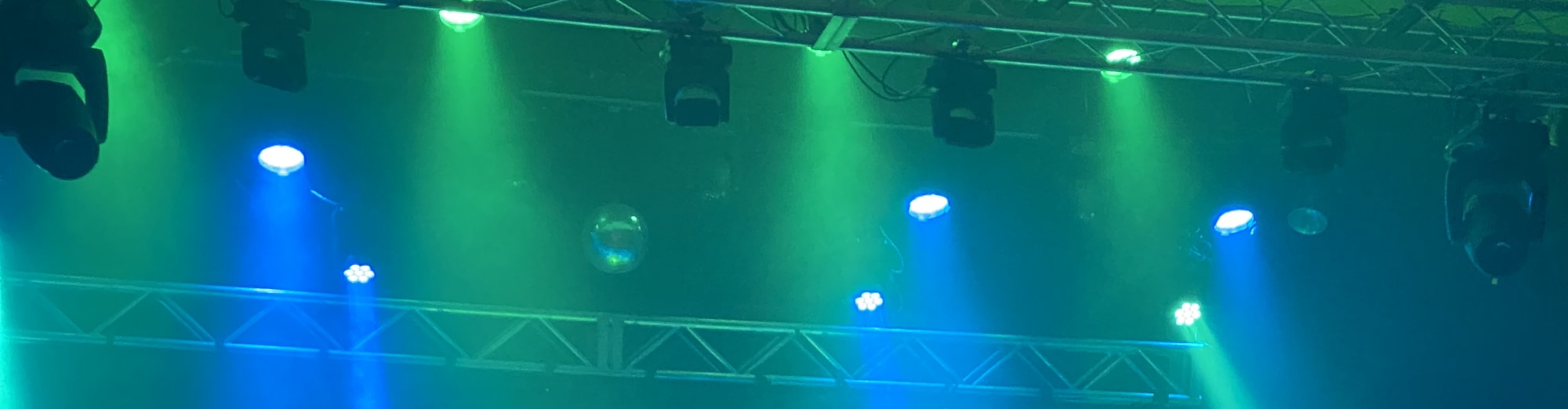 blue and green theater stage lights Chicago