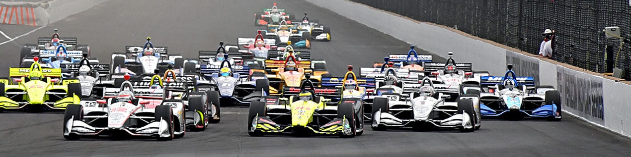 indy cars racing to through the start line Chicago
